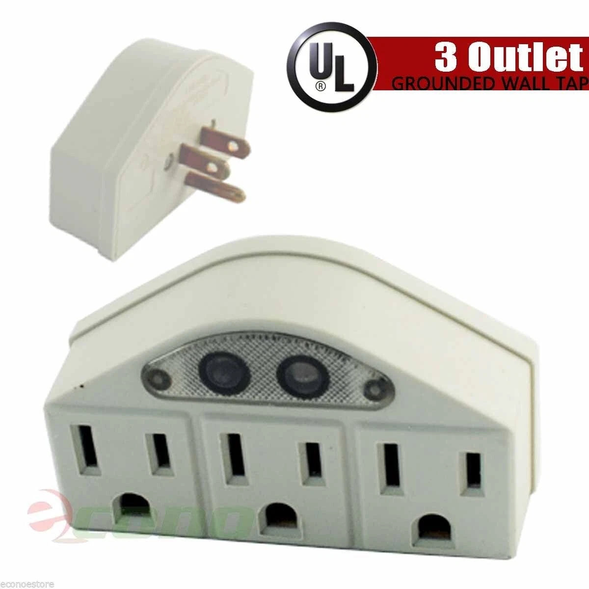 Lot 3 Sensor Photo Cell Night Light Wall Tap Adapter 3 Outlet