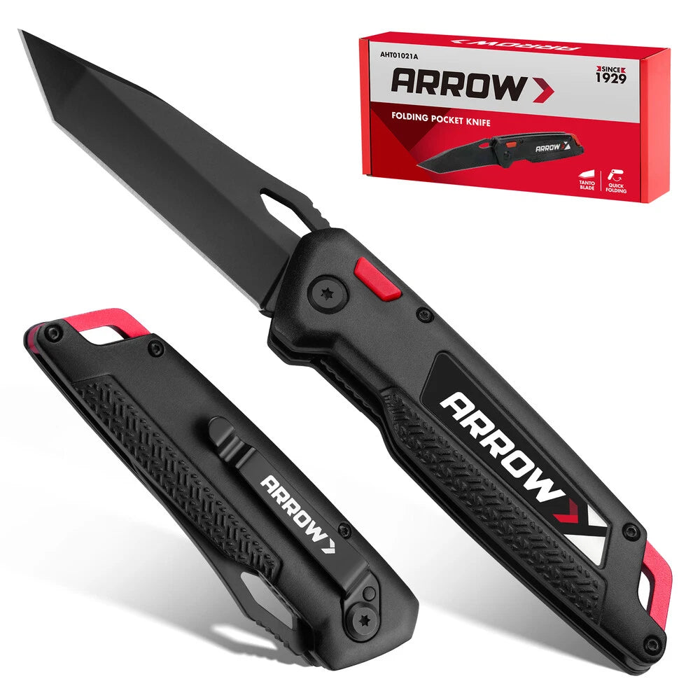 Arrow 3.5'' Tactical Folding Pocket Knife W/pocket Clip Lanyard Hole