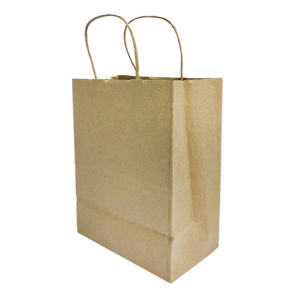 8 Inch Brown Kraft Paper Gift Bags With Rope Handles For Shopping