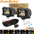Everbrite 4" 60W Led Pods Off Road Light Pods White Amber Strobe 12V