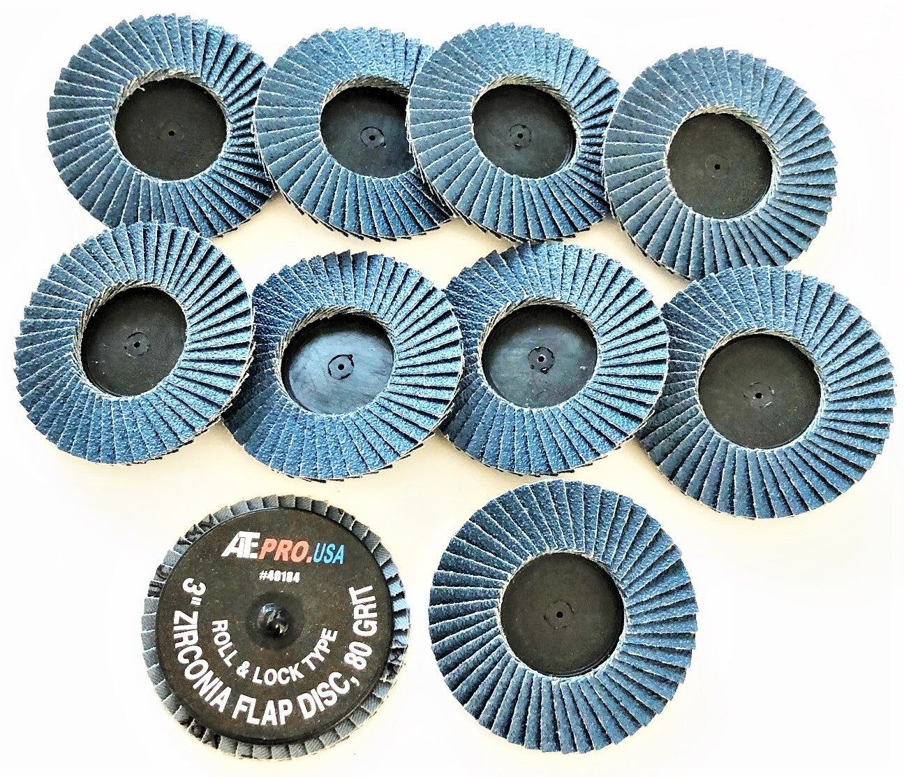 10 ATE PRO 3" ROLL LOCK TWIST ON SANDING FLAP DISCS ZIR