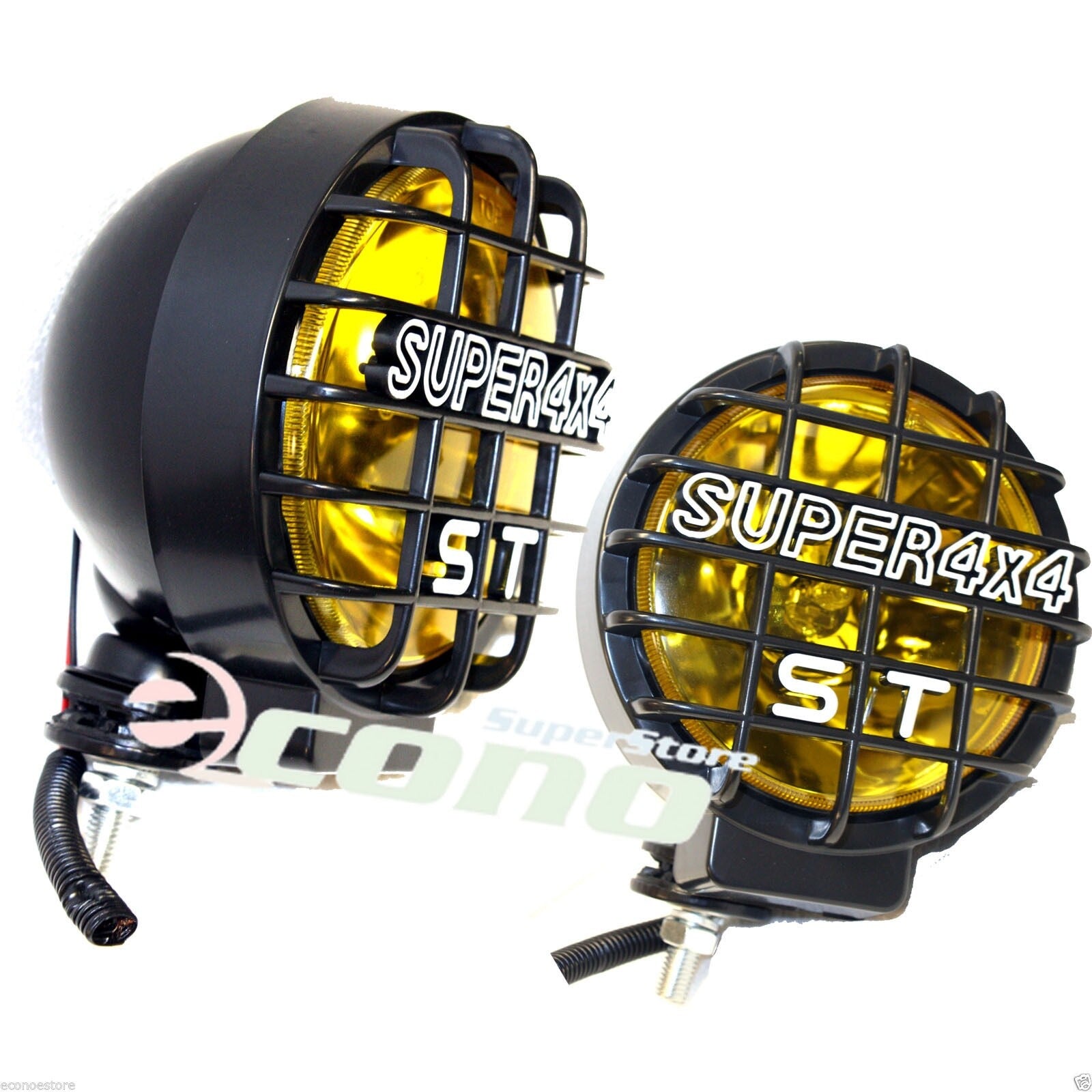 Pair 12V Amber Halogen Fog Lights Lamps light 4x4 Off Road W/Black Round Cover