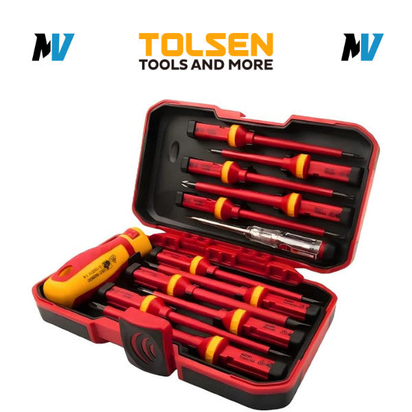 Tolsen VDE Screwdriver Set 13-Piece Slotted/PH1/PH2/PZ/Torx