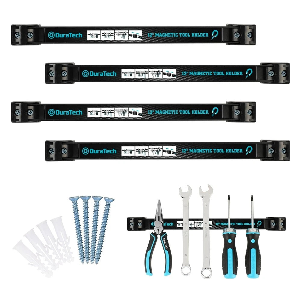 Duratech 4 Pack 12" Magnetic Tool Holder Strip Heavy Duty Magnetic