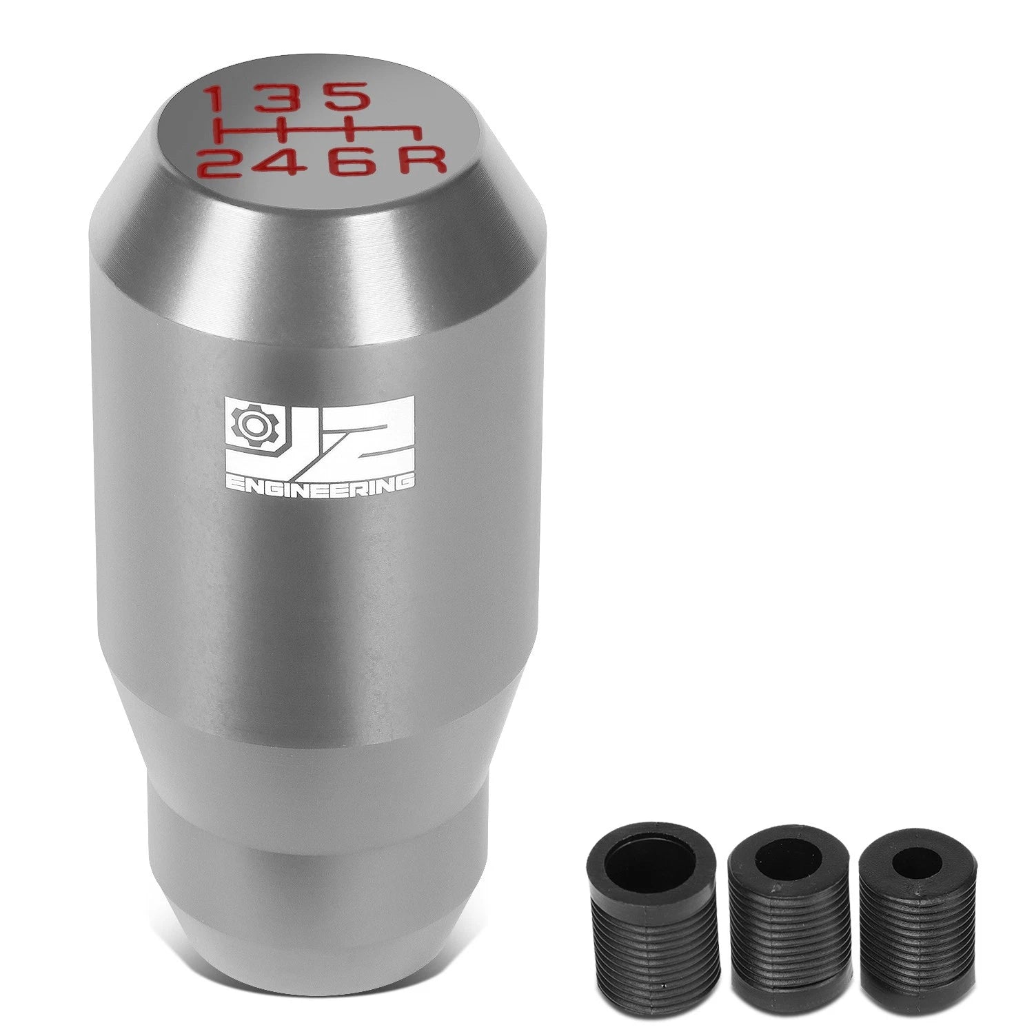 J2 Universal Aluminum Cylindrical Shape Shift Knob Silver W/ Thread