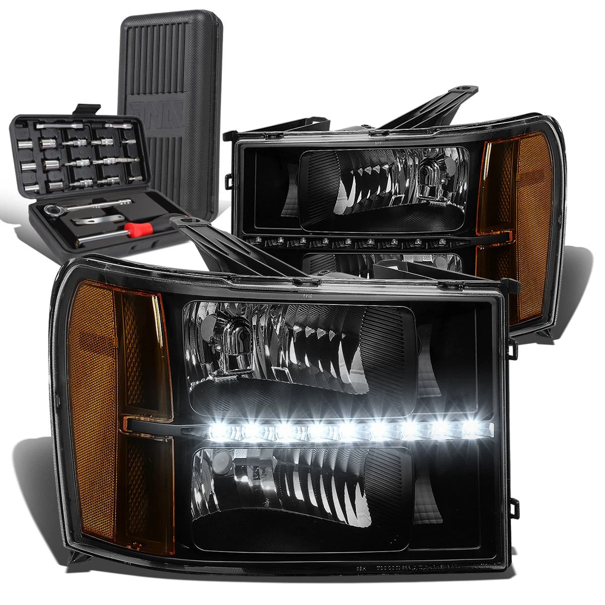 For 2007-2014 Gmc Sierra Led Drl Black Housing | Built Supply Co