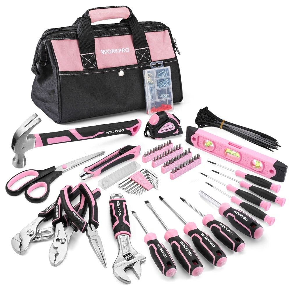 Pink Tool Set 277PC Hand Tool Set Plier Wrench Hammer Screwdriver