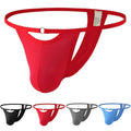 Men Low Rise Front Opening Thong Underpants Soft Bulge Pouch Solid