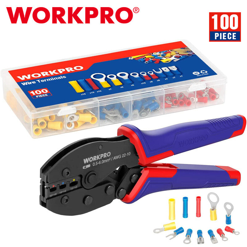 WORKPRO Crimping Tool Kit Terminal Crimper for 22 to 10 AWG Wire