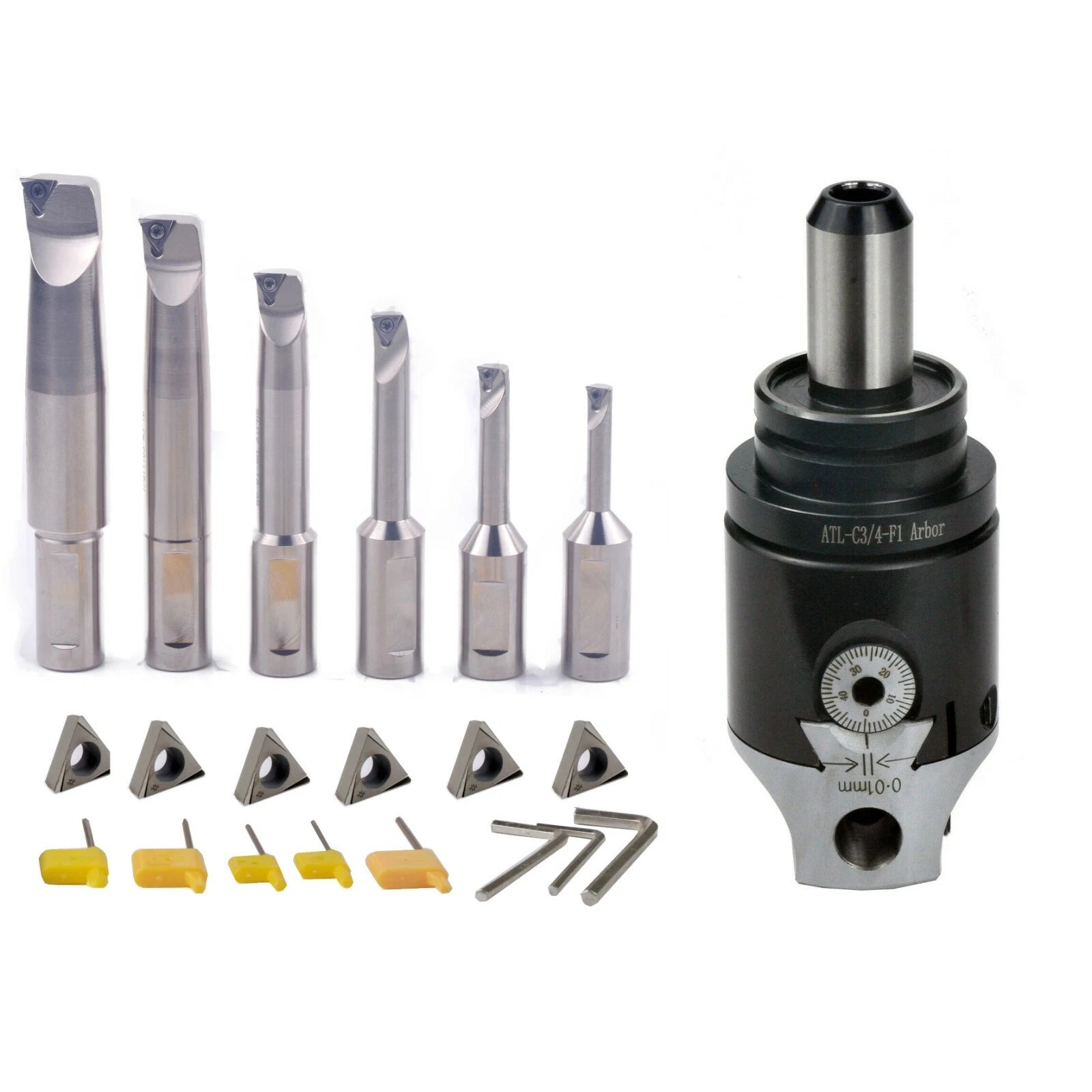 NEW TTS  3/4 SHAN  2IN BORING HEAD 6PC BORING BAR  6PC CARBIDE INSERT SET USA