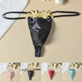 Men's Thong Underwear Low Rise With Floral Embroidery Satin-like Shine