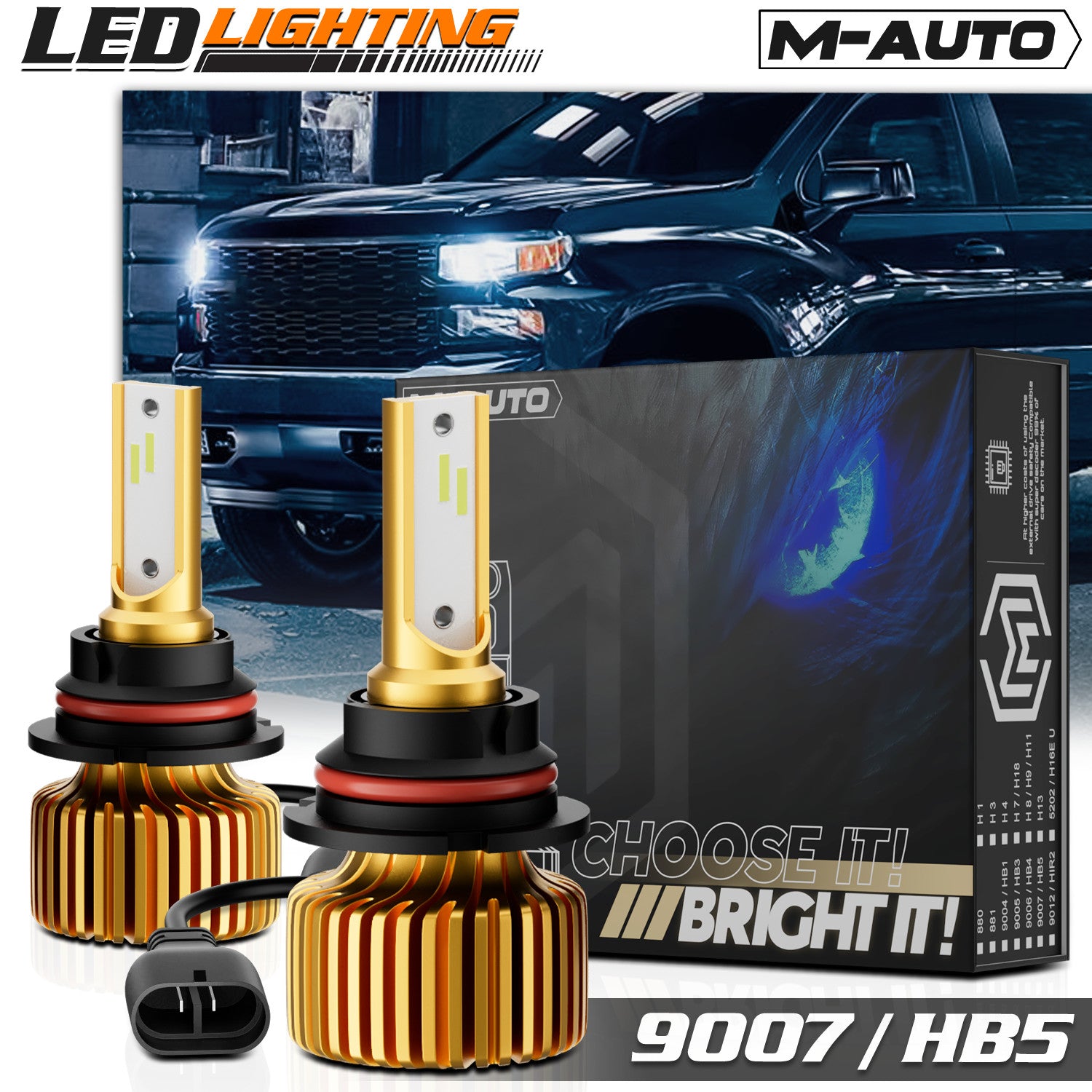 Pair HB5 9007 6500K White Headlight LED Bulb High/Low B