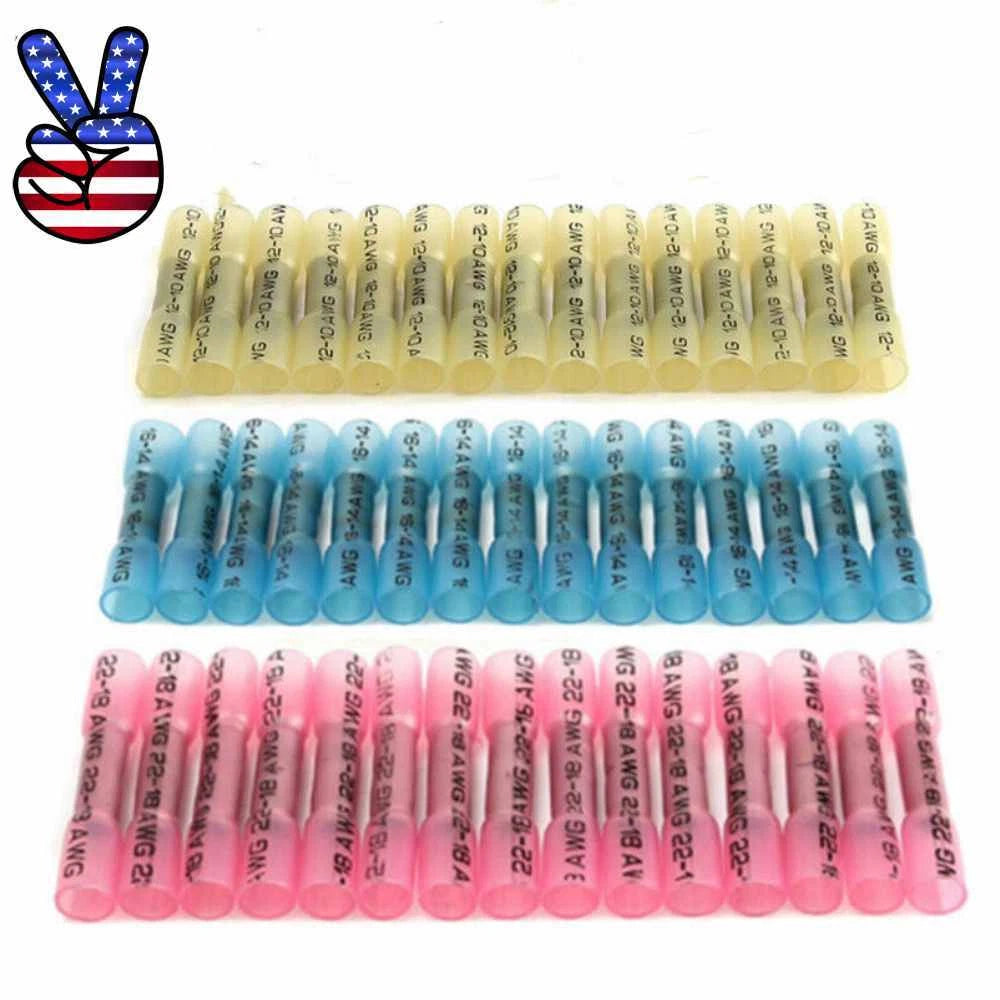 Heat Shrink Electrical Wire Butt Connectors Splice Crimp Terminals /