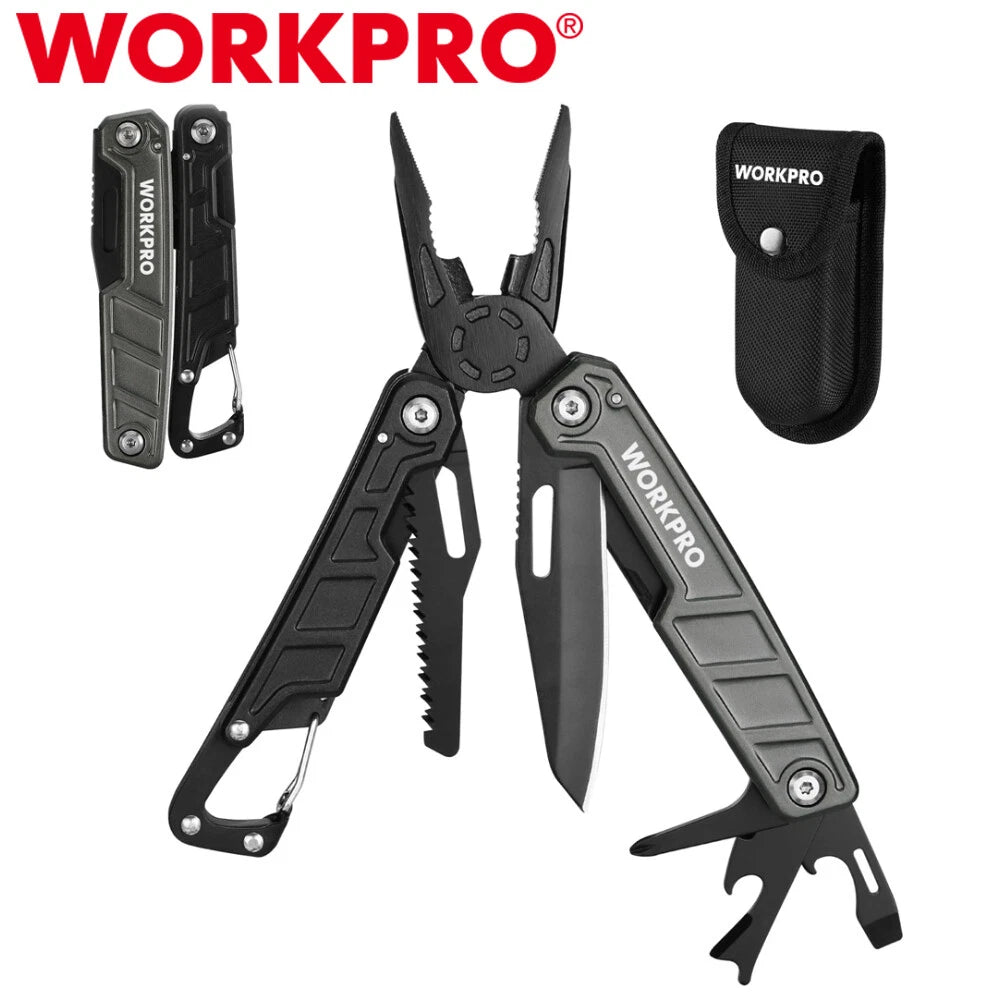 WORKPRO Multitool-11 in 1 Multitool Pliers w/Pocket Clip Folding EDC Multi Knife