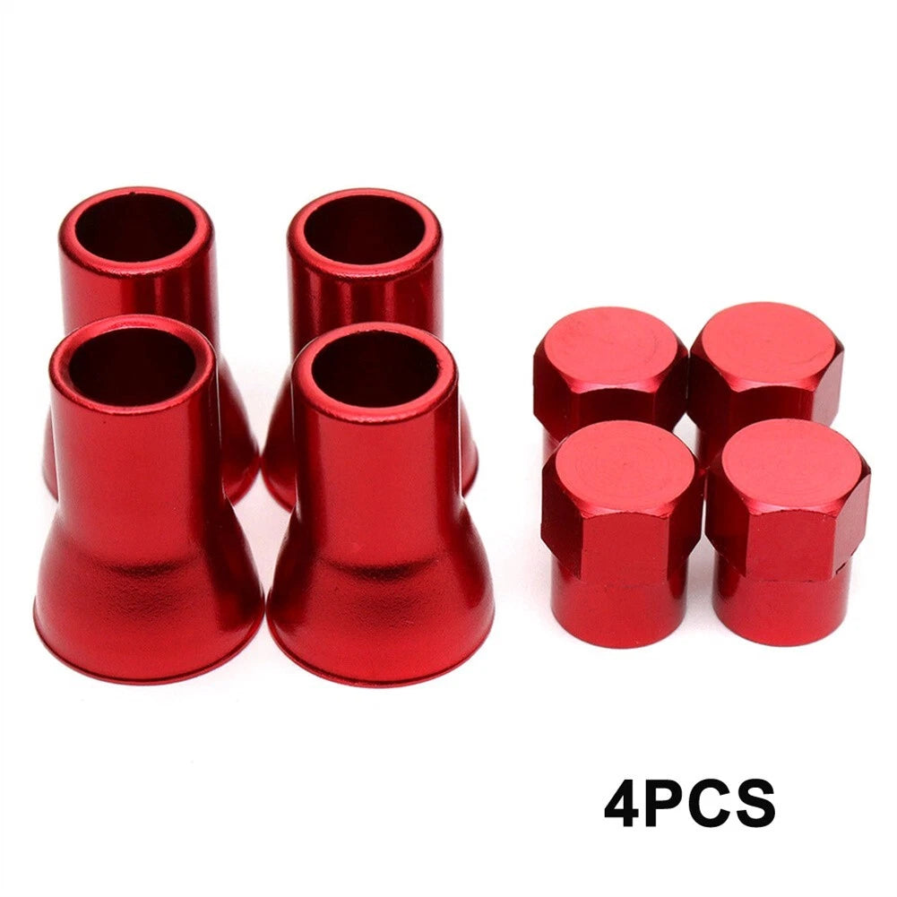 Car Red Aluminum Tire Wheel Stem Valve Stem Sleeve W/ Hexagonal Cap