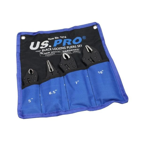 Us Pro Black Locking Pliers Set 5" 6.5" 7" 10" Mole Vice Grips Clamp