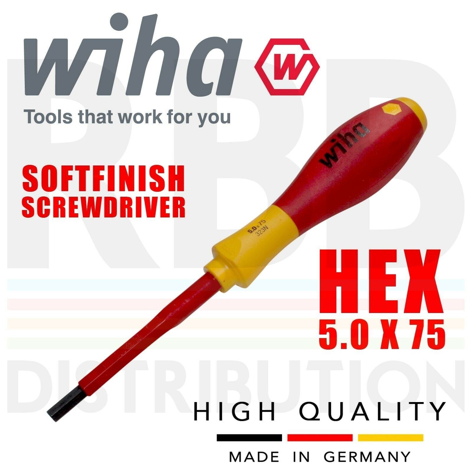 Wiha 00853 Hex Driver Screwdriver 1000V VDE 4mm by Wiha