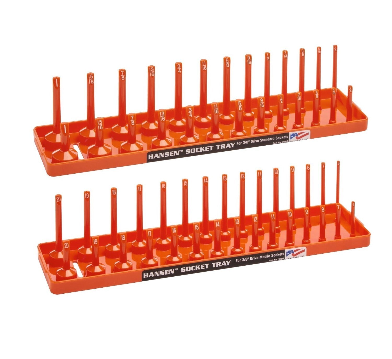 Hansen 3/8" Socket Organizer Tray Holder Set