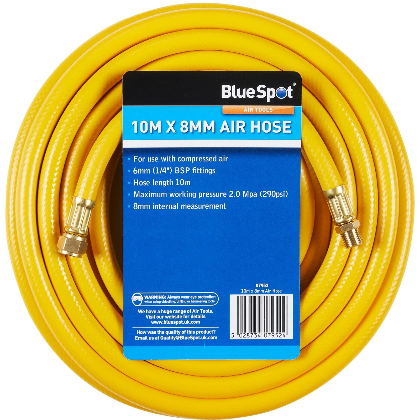 BlueSpot Rubber Air Hose Line 10m for Air Compressor by BlueSpot