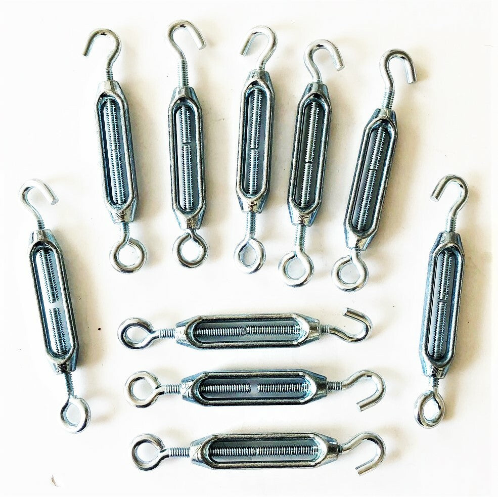 10 Turnbuckle Zinc Plated Steel Eye Hook