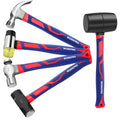 WORKPRO 5PC Rubber Mallet and Claw Hammer Set