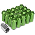 Open End M12x1.25 50mm Tall 25mm Od Green Aluminum Jdm Lug Nuts+lock