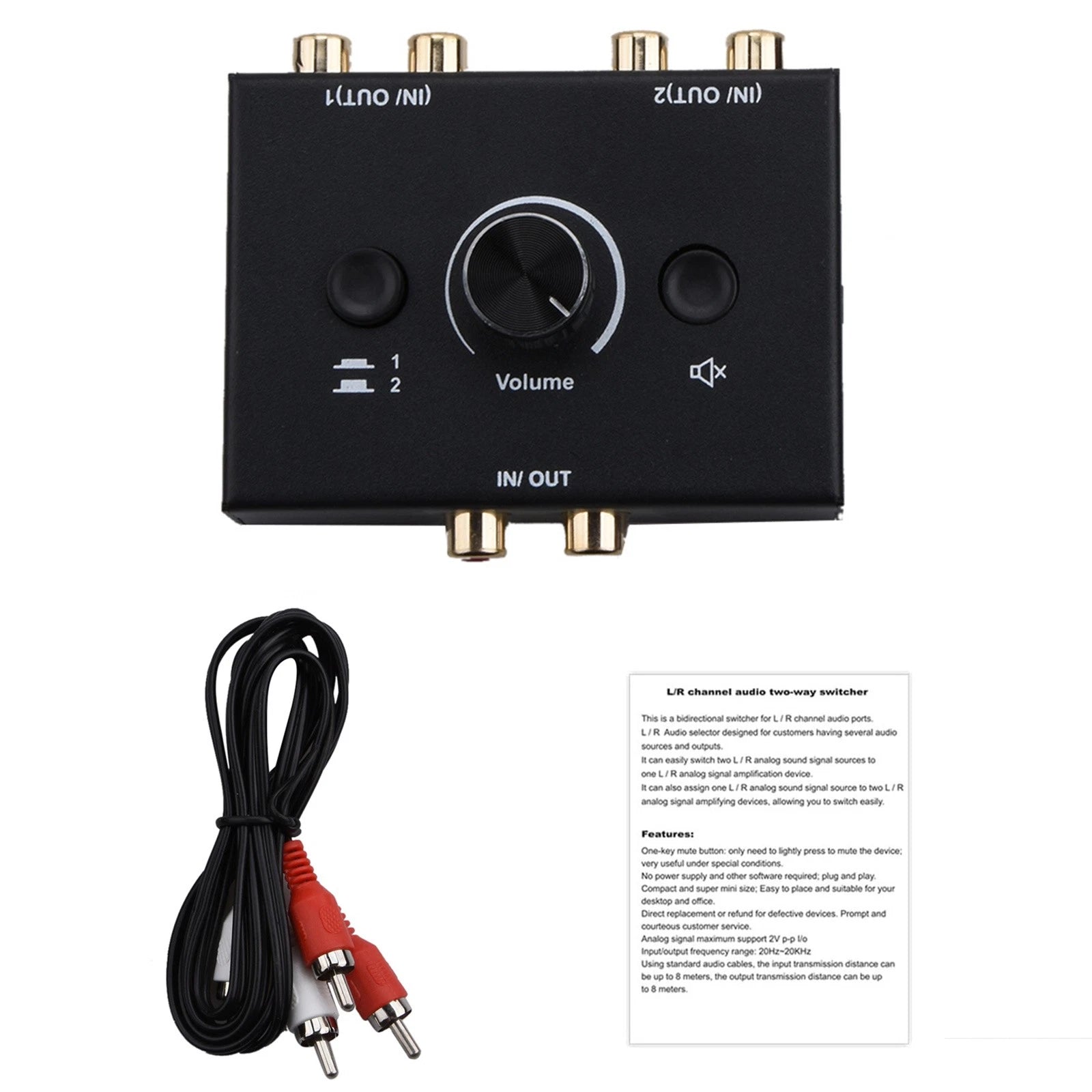 Audio Switcher Splitter Bi-directional Audio Switcher With Mute Button