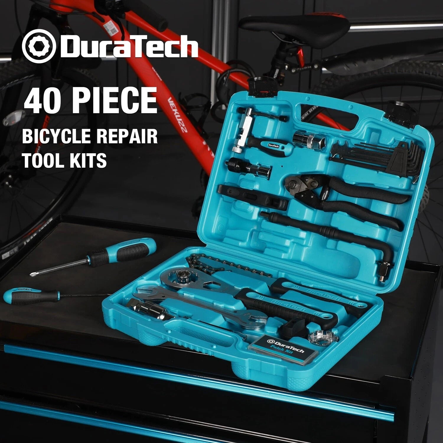 Duratech Bike Repair Kit Bicycle Tool Kit With Carry Case, Bike