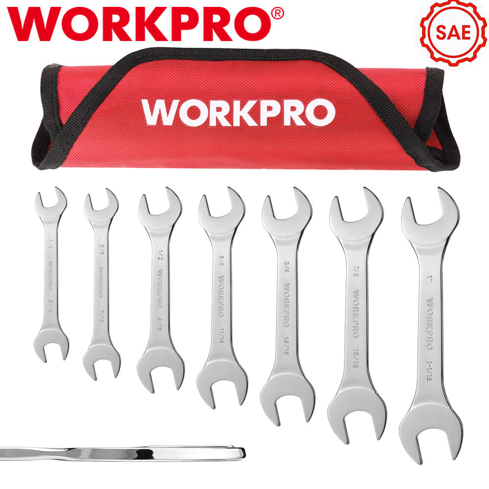 WORKPRO 7PC Wrench Set 1/4" to 1-1/16" Ultra-Slim Open End Thin