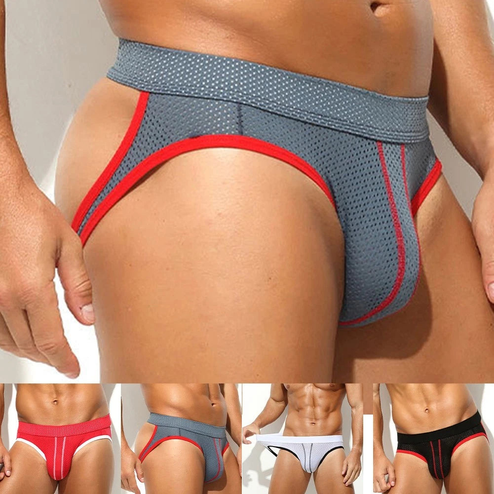 Backless Men Mesh Thong Underwear Bulge Pouch Comfortable Breathable
