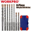 WORKPRO 8PCS SDS-plus Drill Bit Set Carbide Tip SDS+ Rotary Hammer Drill Bit Set