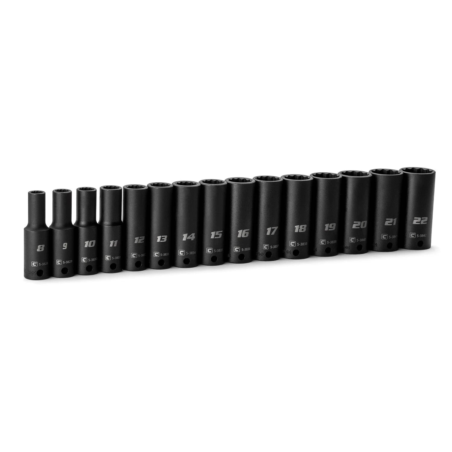 Capri Tools 3/8 In. Drive Deep Impact Socket Set, 12-point, Metric,