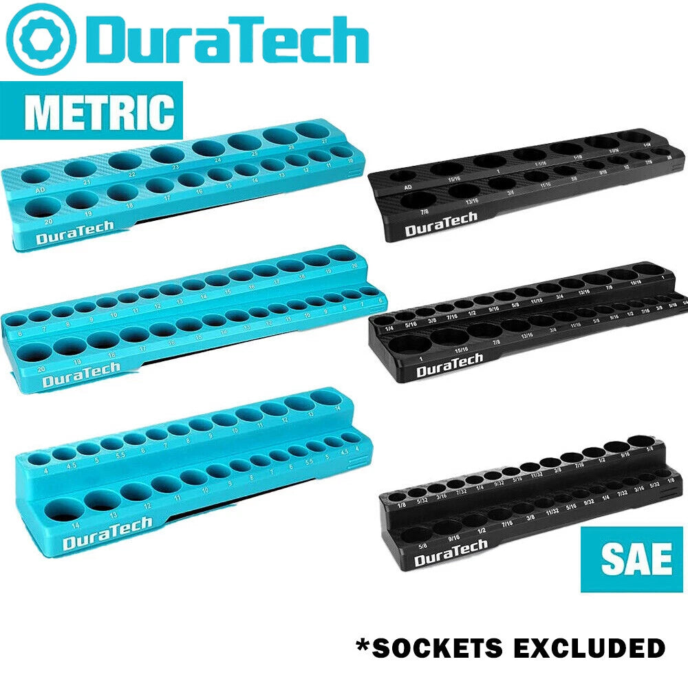 Duratech 1/4" 3/8" 1/2" Magnetic Socket Organizer Set Socket Tray