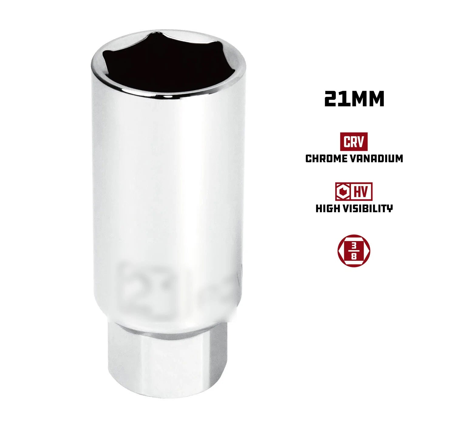 Cr-v 3/8" Dr. 6pt 21mm Thin Wall Spark Plug Socket With Magnetic &