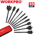 Workpro 10-piece Pro Spade Drill Bit Set- Black Coating, Premium