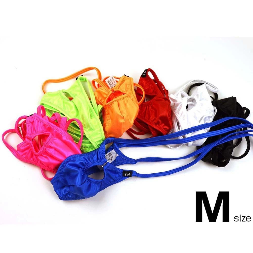Solid Color Men's Bodysuit Thong With Front Hole And T-back