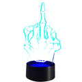7 Color Changing Hot Middle Finger 3d Led Illusion Night Light Desk