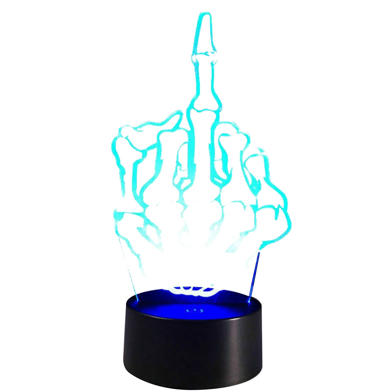 7 Color Changing Hot Middle Finger 3d Led Illusion Night Light Desk