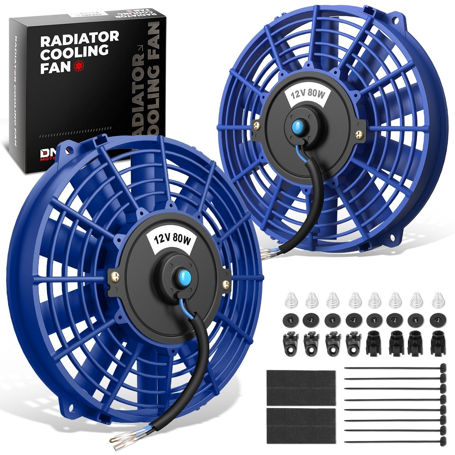 2x 7" 12 Volt Blue Slim Electric Racing Radiator Fan