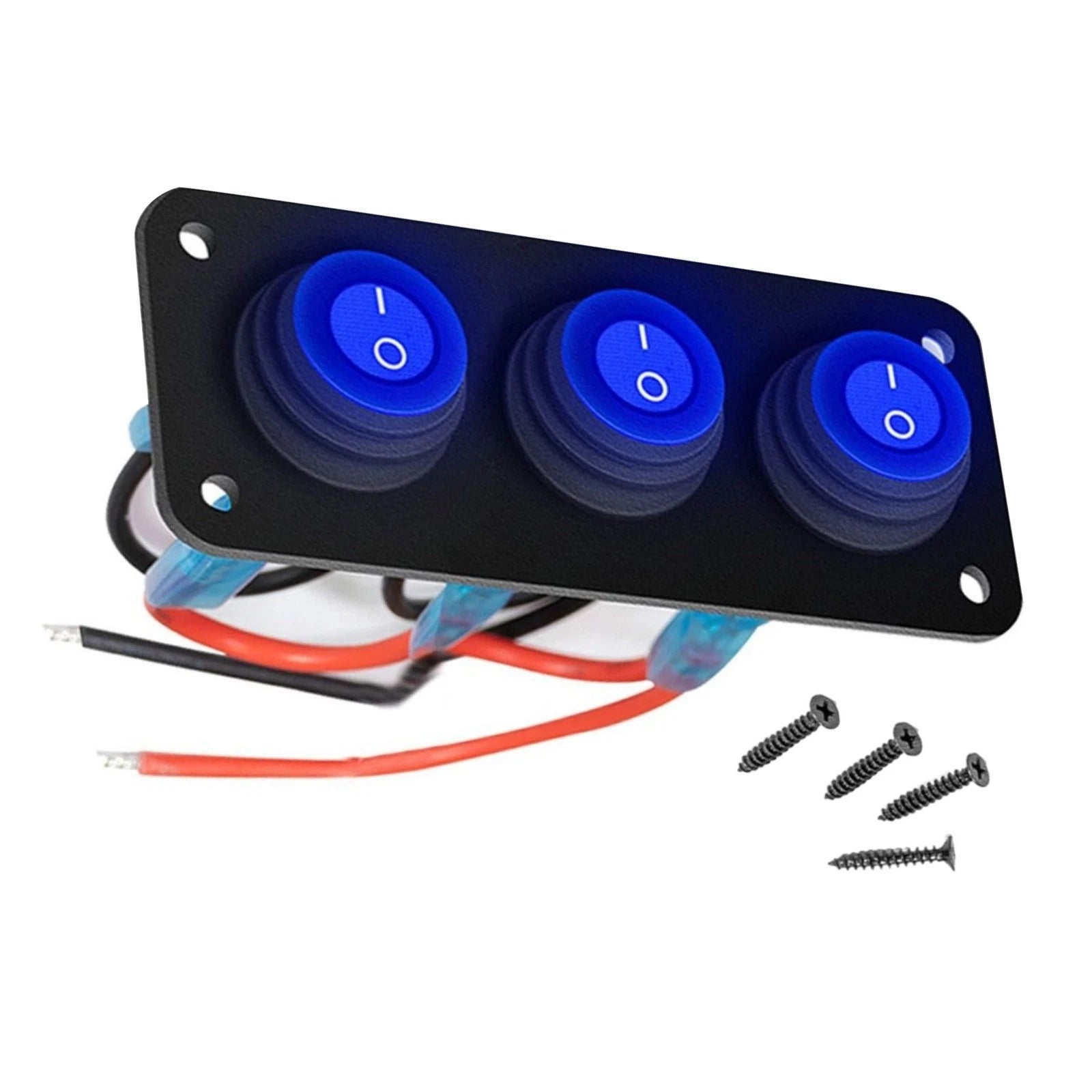 3 Gang 12V 20amp Waterproof Switch Panel With Blue Led For Automotive