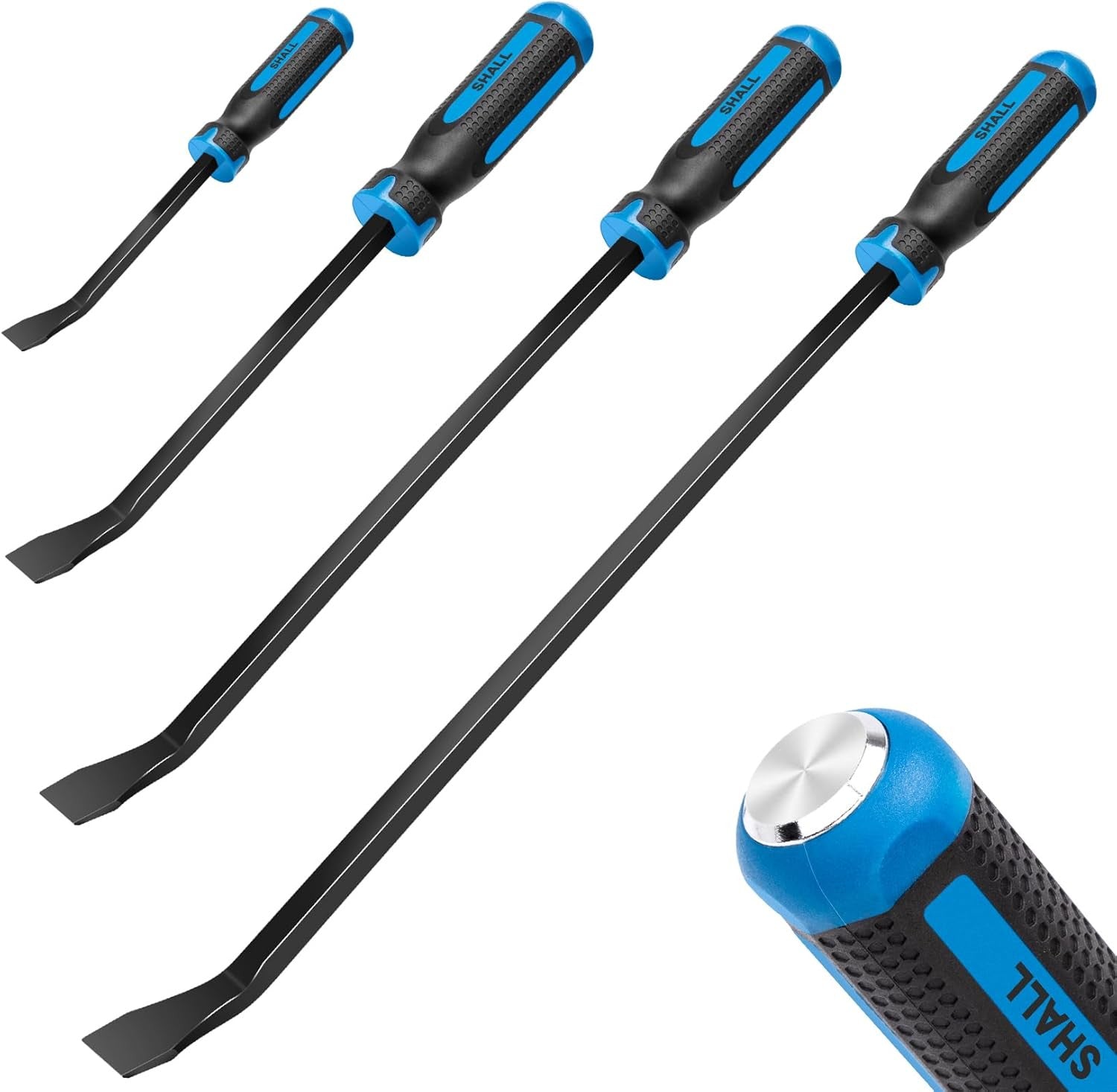 4-Piece Pry Bar Set, 8", 12", 18" and 24" Heavy Duty Pry Bar with