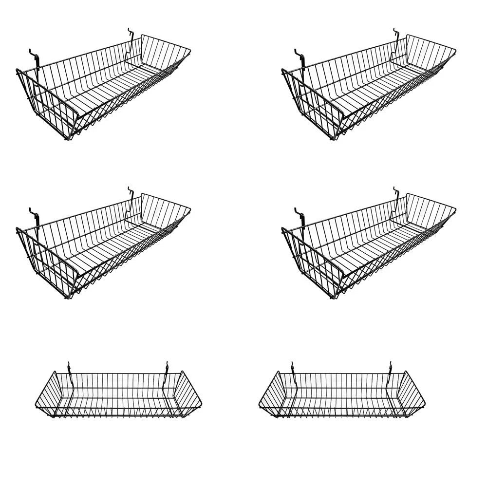 Set Of Black Metal Wire Large Double Sloping Basket