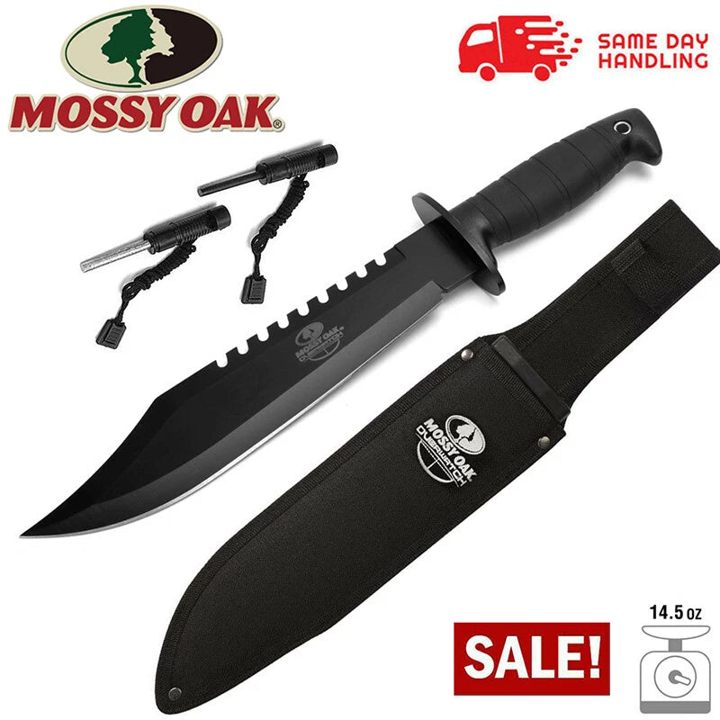 Mossy Oak 15'' Survival Fixed Blade Hunting Bowie Knife W/sharpener
