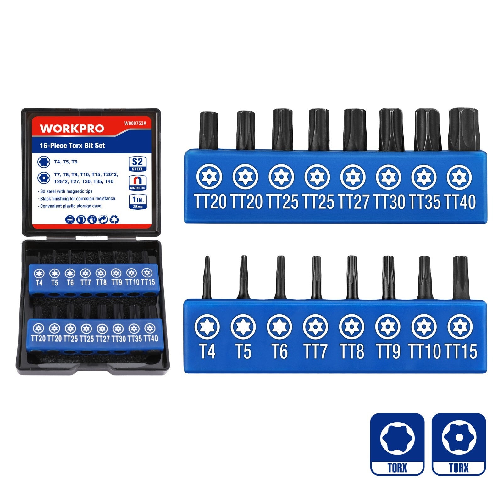16 Pieces Security Torx Bit Set