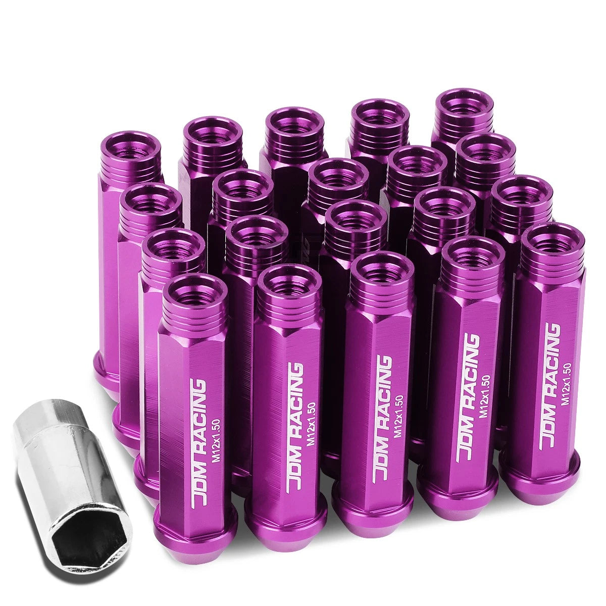 Open End M12x1.5 90mm Tall 25mm Od Purple Aluminum Jdm Lug