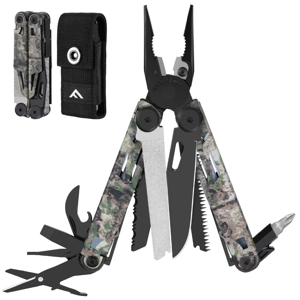 Flissa 15-in-1 Multi Tool Pocket Knife Stainless Steel Multitool