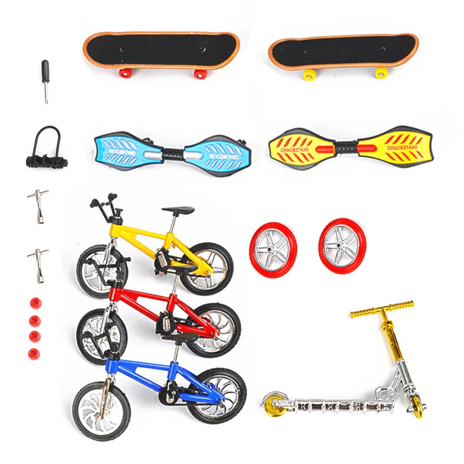 Set Mini Finger Scooter Bike Fingerboard Skateboard Two Wheels Board