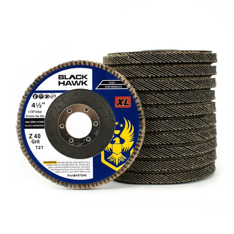 100 Pack 4.5" x 7/8" XL 40 Grit High Density Flap Discs Jumbo Grinding Wheel T27