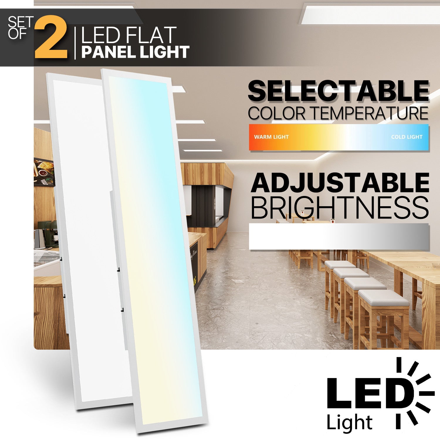 Dimmable LED Flat Panel Light Fixture