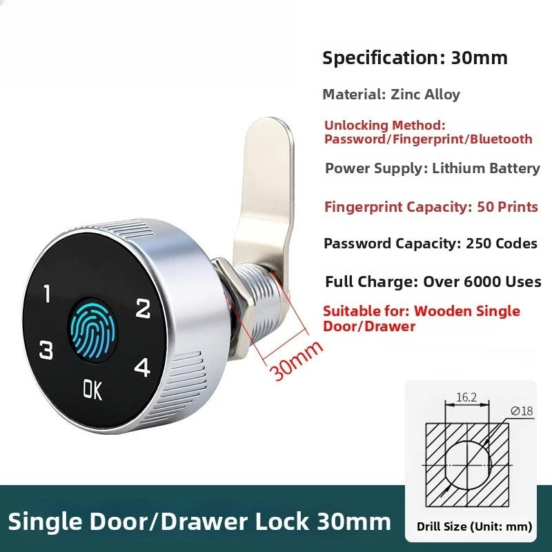 Zinc Alloy Touchscreen For Drawer Lock Fingerprint Password Wireless